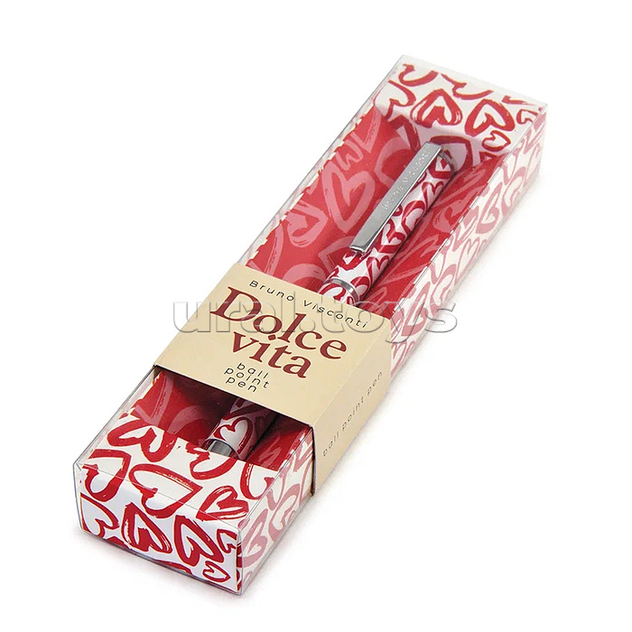 Ручка "Dolce vita. Сердечки. Красные" шариковая, металлический корпус, 0,7 мм, синяя Ручка "Dolce vita. Сердечки. Красные" шариковая, металлический корпус, 0,7 мм, синяя