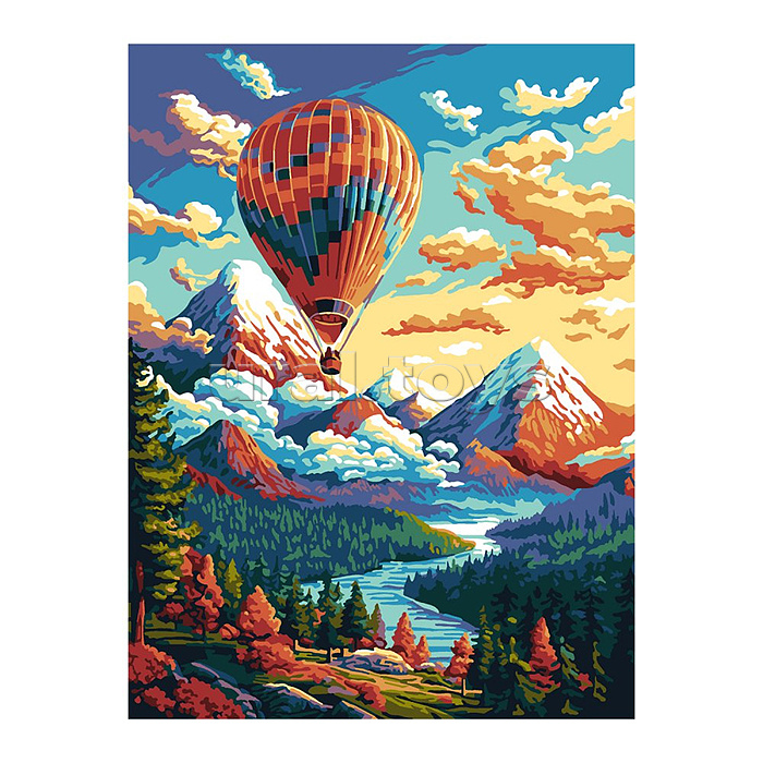 Картина по номерам на картоне 28,5*38 см "Полет в горах"
