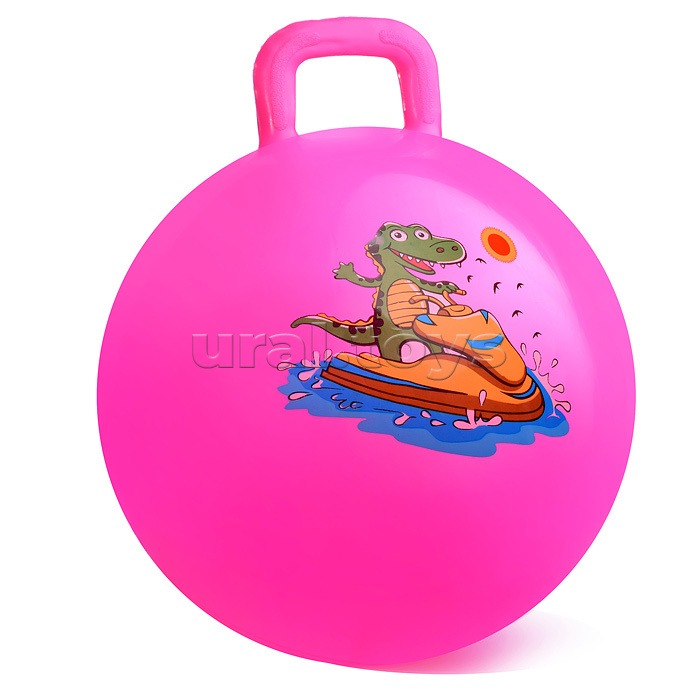 Мяч с ручкой 65см "Зверята на транспорте"