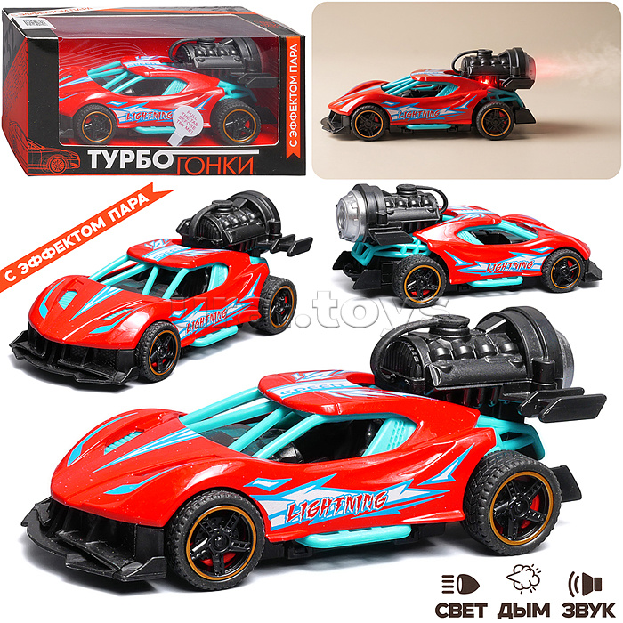Гоночная машинка свет, звук с имитацией дыма, 1:32, Speed Racing, красная