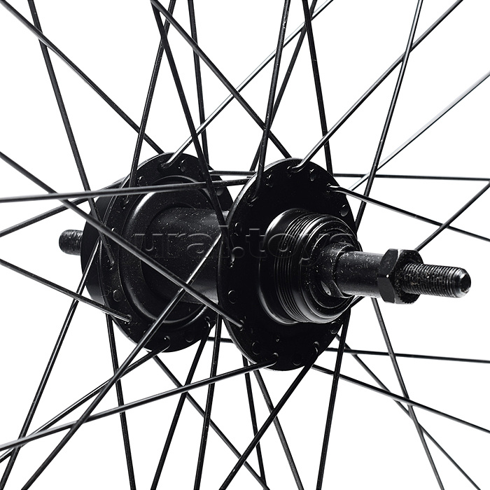 Колесо велосипедное 24" заднее в сборе, алюминий, под трещ, диск 6-болт, без гаек