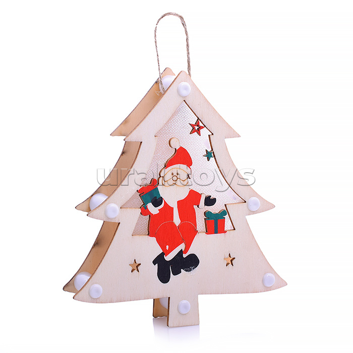 Новогоднее украшение "Дедушка Мороз" 17,7*13,5см,  со светом, в пакете