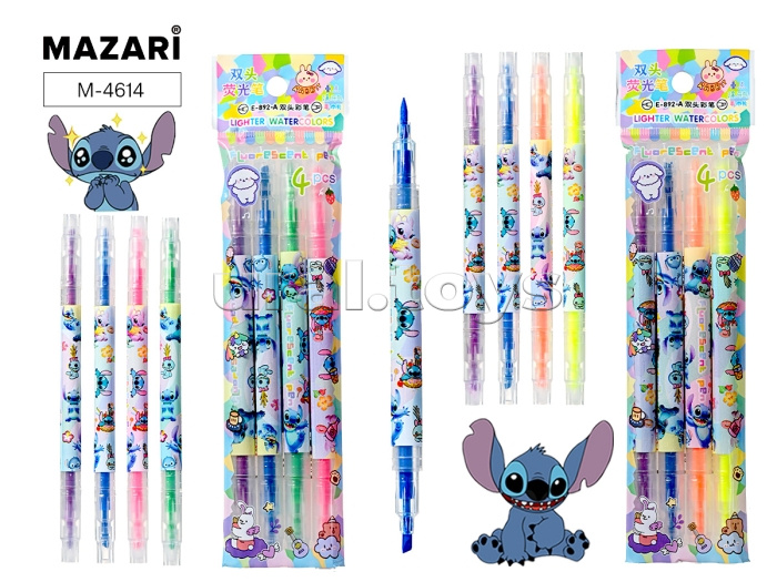 Набор текстовыделителей "Ушастик" двусторонние, пулевидный / скошенный наконечники, ширина линии письма 1 - 3 мм, Набор текстовыделителей "Ушастик" двусторонние, пулевидный / скошенный наконечники, ширина линии письма 1 - 3 мм,