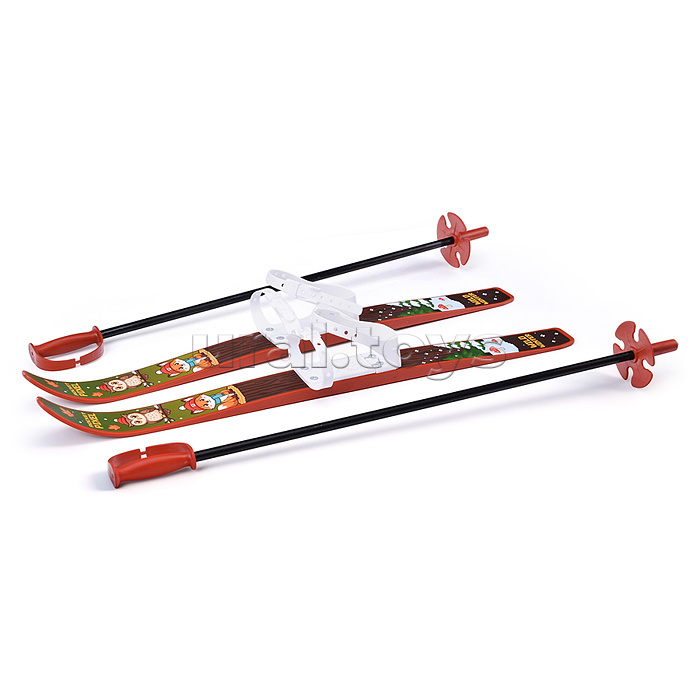 Лыжи детские "Зимний лес" ROCKET SKI KIDS 75/75 см, универсальное крепление, с палками