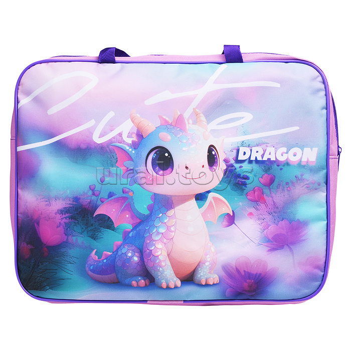 Папка школьника А4 с ручками + твердое дно, широкая, ткань, дизайн 335/260/60 "Дракон"