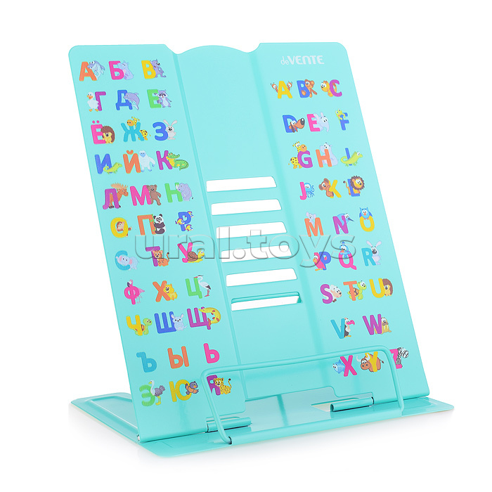 Подставка для учебников и книг "Alphabet" 27x21 см, металлическая окрашенная, вес 600 г, вертикальная, с противоскользящими ножками, с полноцветным рисунком, в пластиковом пакете с европодвесом