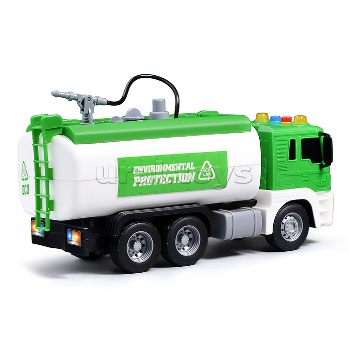 Машина "Цистерна" 1:16 (свет, звук, вода) в коробке (зеленый)