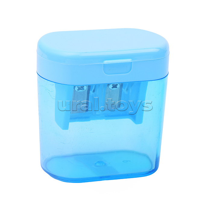 Точилка для карандашей "Pastel" 2 отверстия разных диаметров, с контейнером, пластмассовая, в пластиковой тубе, ассорти с индивидуальной маркировкой