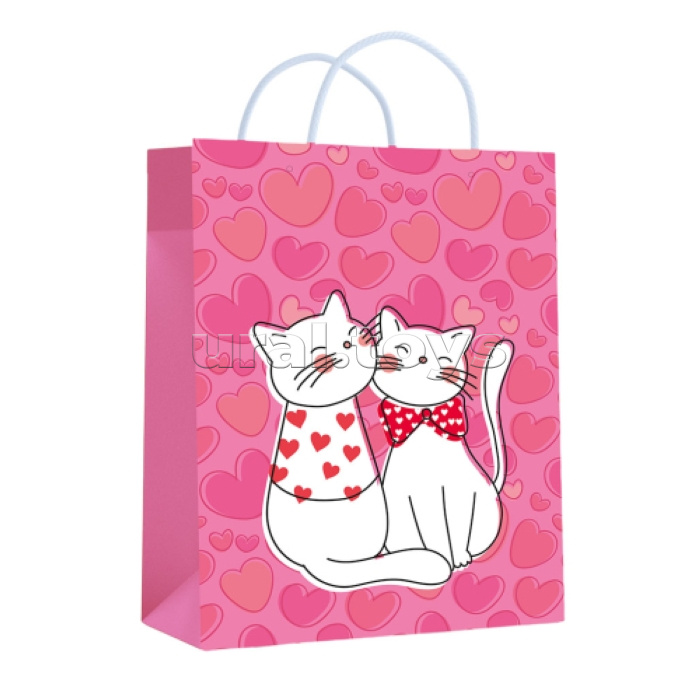 Пакет ламинированный "Обнимающиеся котики" 26х32х12 см, 157гр/м2