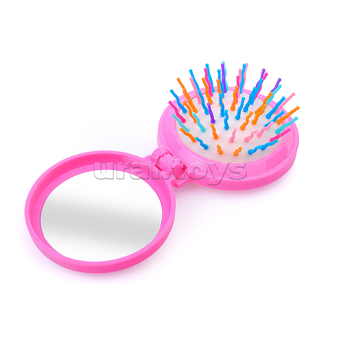 Расческа-мини массажная, в ассортименте, с зеркалом