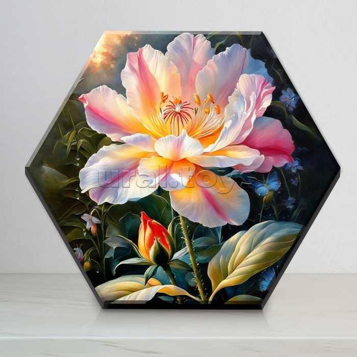 Картина по номерам 37х32 "Нежный цветок" Гексагон (29 цветов) Картина по номерам 37х32 "Нежный цветок" Гексагон (29 цветов)