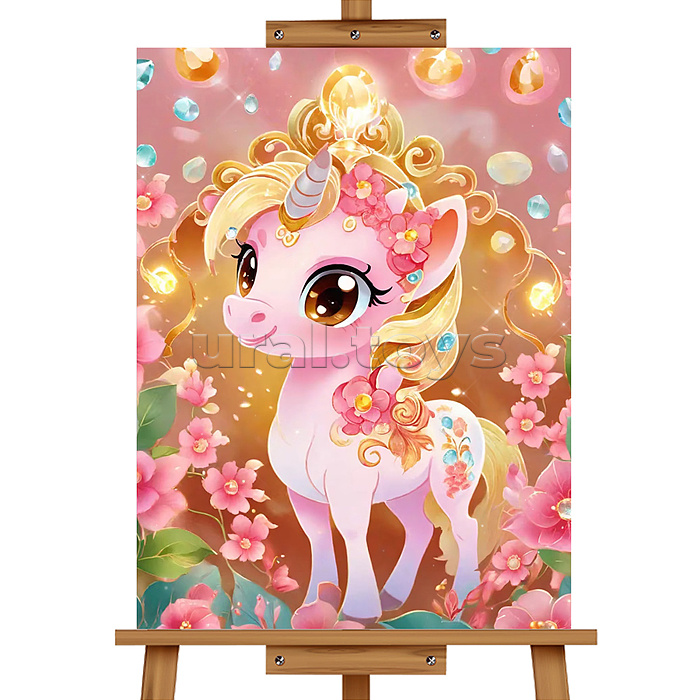 Мозаика алмазная "Розовый единорог" 20*30см.