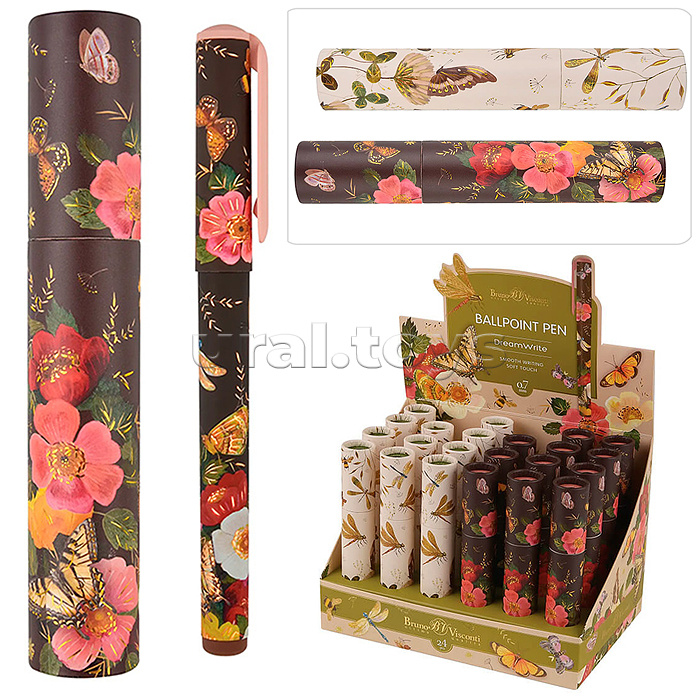 Ручка "Dreamwrite. Fauna. Бабочки" шариковая 0.7 мм, синяя, в подарочной тубе