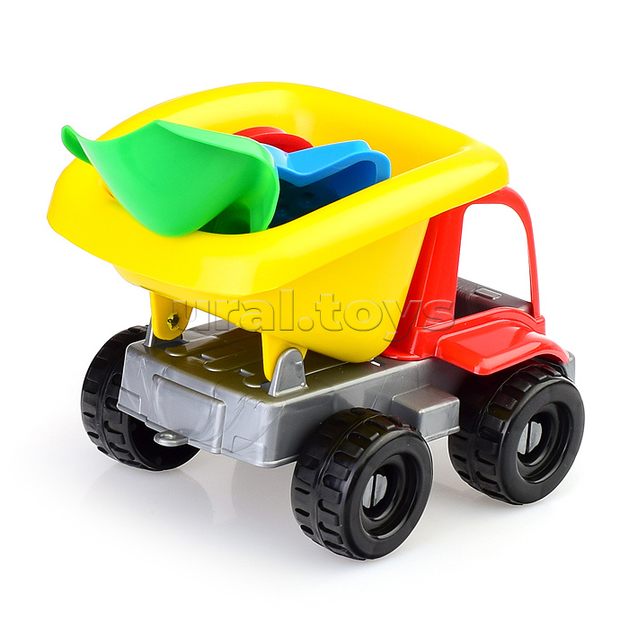 Песочный набор "Дорожный" в рюкзаке ( 2 формочки, совок, машинка )