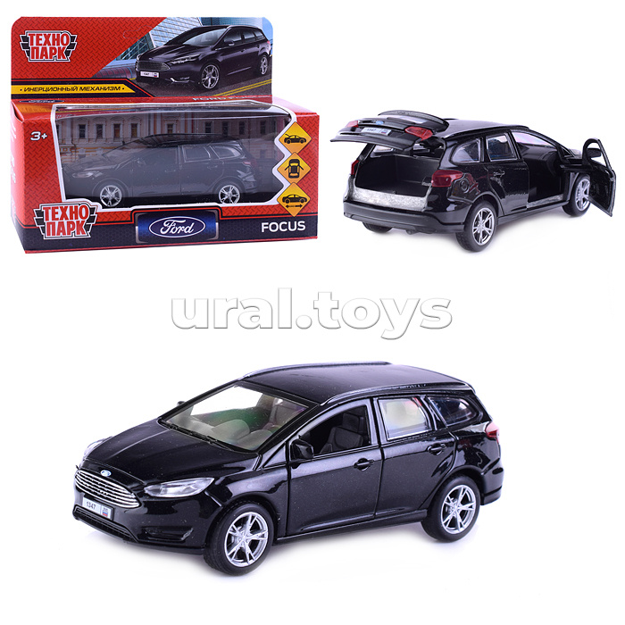 Машина металл Ford Focus Turnier 12 см. (откр. двер, баг, черный) инерц., в коробке