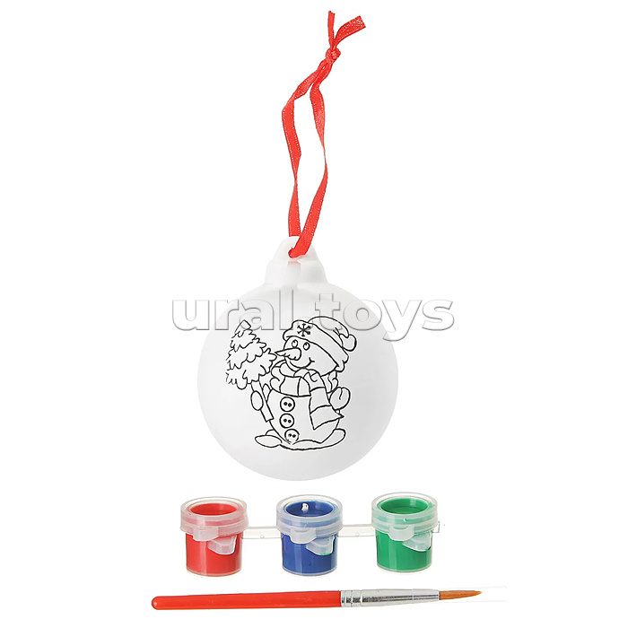 Набор для творчества "Ёлочные украшения. Шар со снеговичком" в подарочной упаковке с ёлочкой