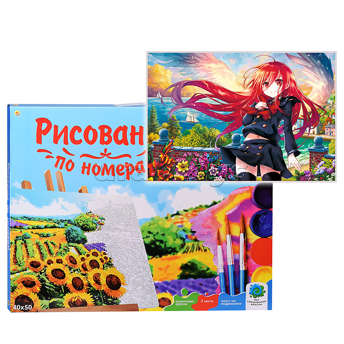 Холст с красками 40х50 по номерам "Красноволосая девочка с крыльями" (в коробке)(24цв) Холст с красками 40х50 по номерам "Красноволосая девочка с крыльями" (в коробке)(24цв)