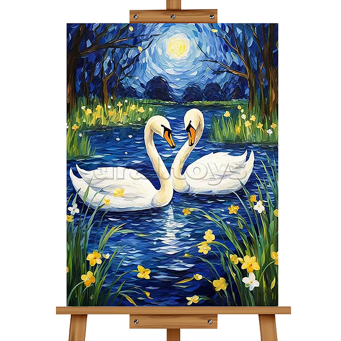 Набор для рисования "Картина по номерам 30*40 см. Белые лебеди"