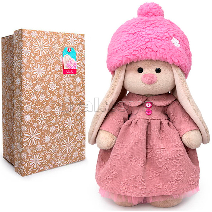 Зайка Ми в платье и меховой шапке (малый)