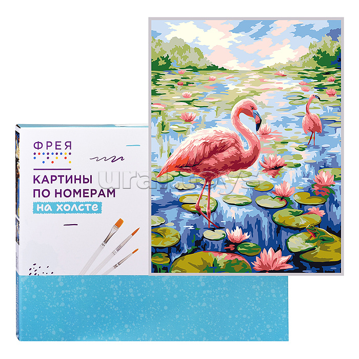 Набор для раскрашивания по номерам 40х30 "Фламинго на пруду"