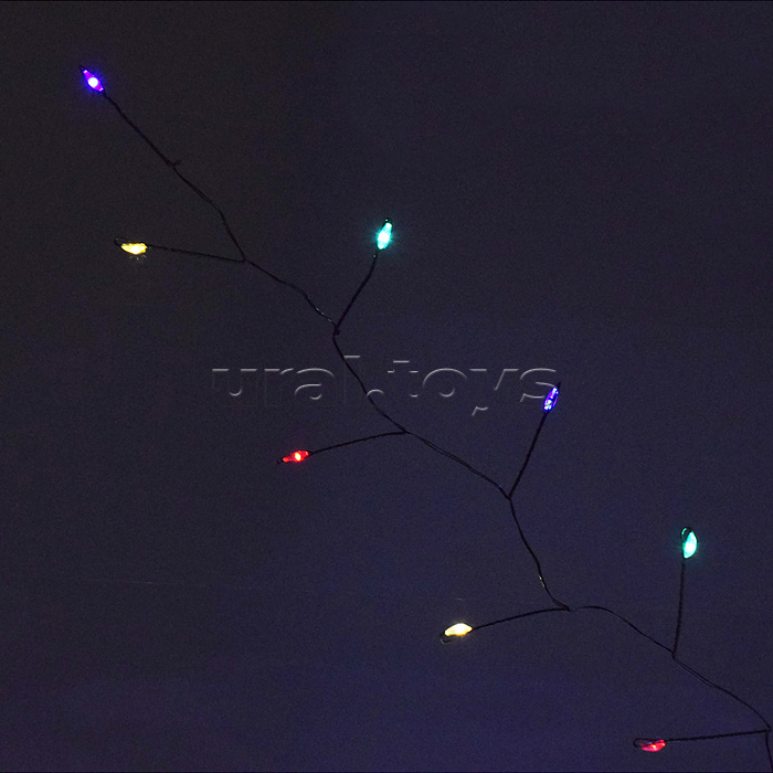 Электрогирлянда Мишура, 6м, 200 ламп, цветная, зеленый провод