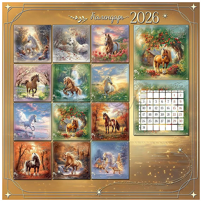 Календарь перекидной на 2026 год "Лошади" Календарь перекидной на 2026 год "Лошади"