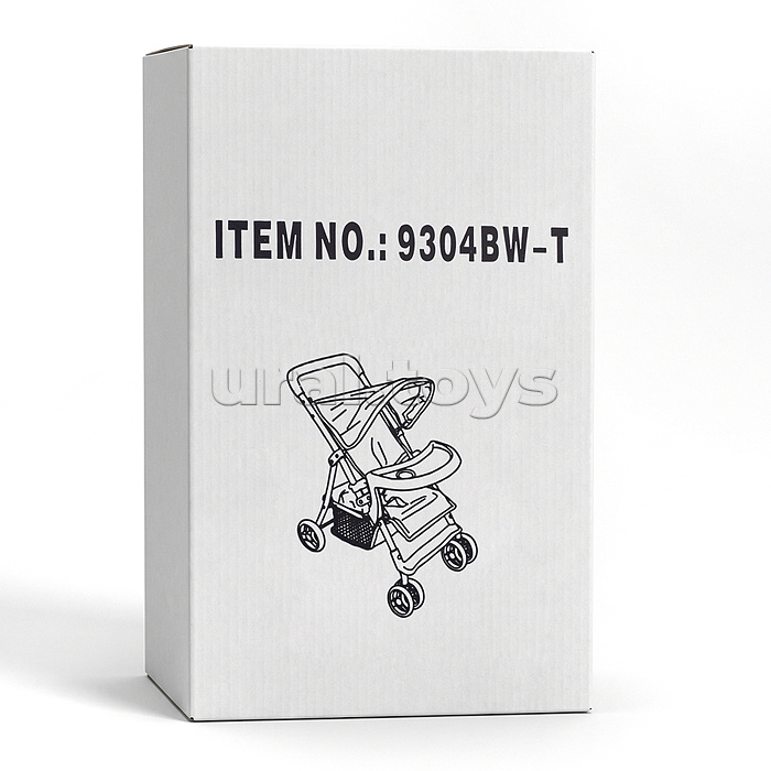 Коляская кукольная металлическая, со столиком, корзиной и козырьком, принт мишки