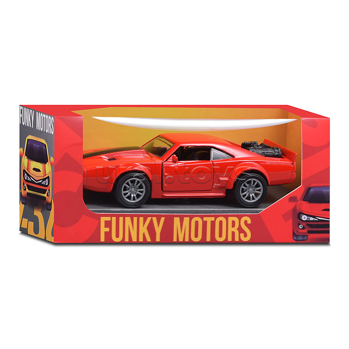 Красная с чёрной полосой инерционная машинка die-cast , 1:32