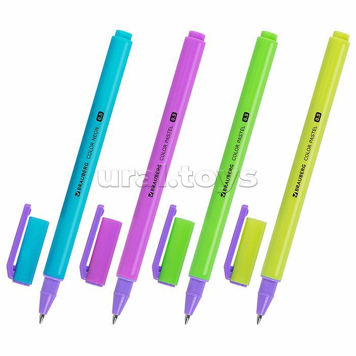 Ручка гелевая "Color neon" черная, корпус ассорти, узел 0,5 мм, линия 0,35 мм,