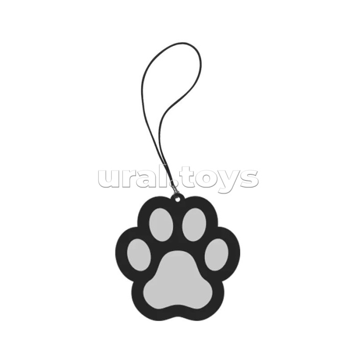 Брелок виниловый "Safe mode Paw" 50x50 мм, световозвращающий белый, в пластиковом пакете с подвесом