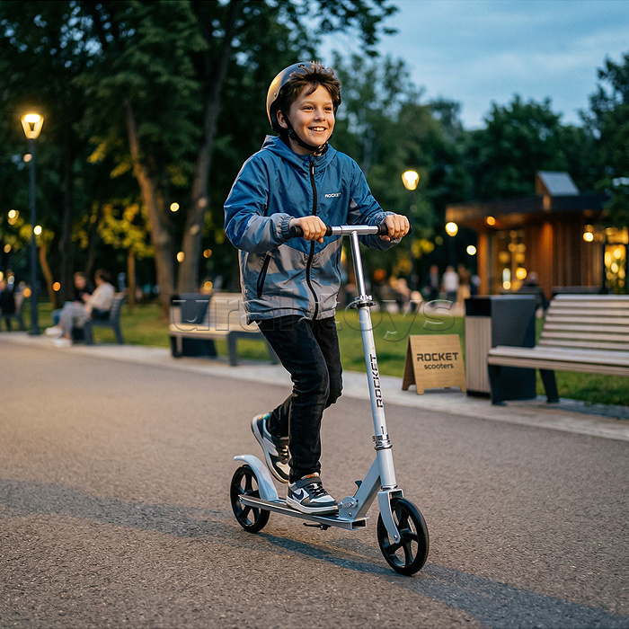 Самокат ROCKET колеса PU 200 мм, ABEC 7, белый (в пакете)