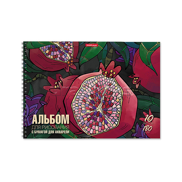 Альбом для рисования 10л. с бумагой для акварели 180 г на спирали Juicy Fruits, А4, Альбом для рисования 10л. с бумагой для акварели 180 г на спирали Juicy Fruits, А4,
