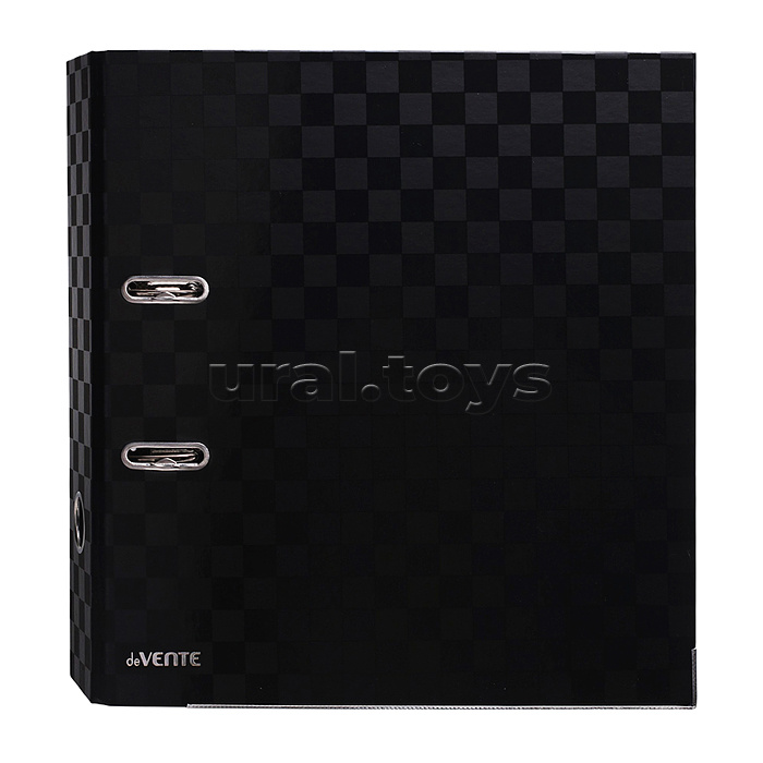 Папка с арочным механизмом "TOTAL BLACK" A4 75 мм разобранная картонная, матовая ламинация, выборочный лак, черная, металлическая окантовка, цветная запечатка форзаца, индивидуальная упаковка