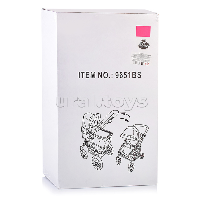 Коляска для кукол 2 в 1 металлическая, цвет серо-розовый