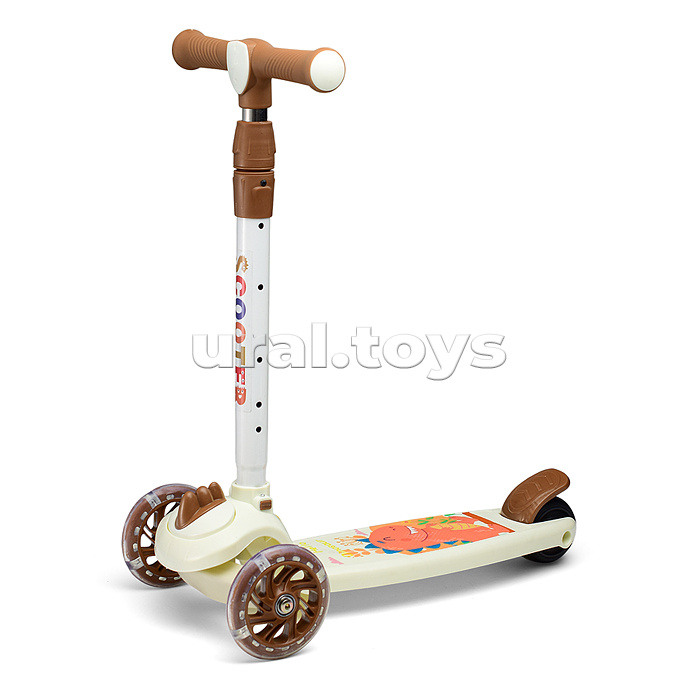 Самокат 3-х кол., коричневый, PU, в коробке