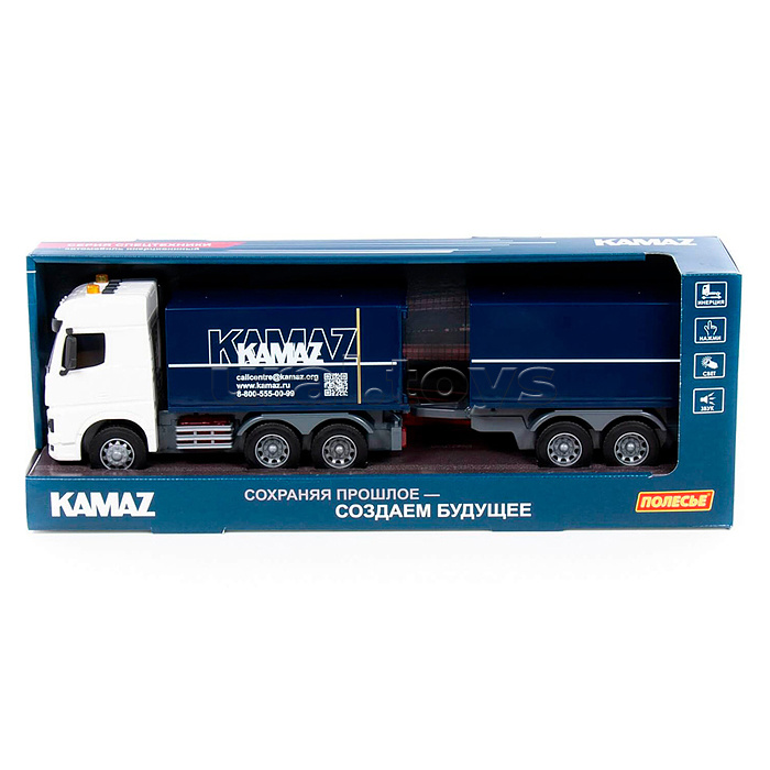 KAMAZ, автомобиль-фургон с прицепом инерционный (со светом и звуком)