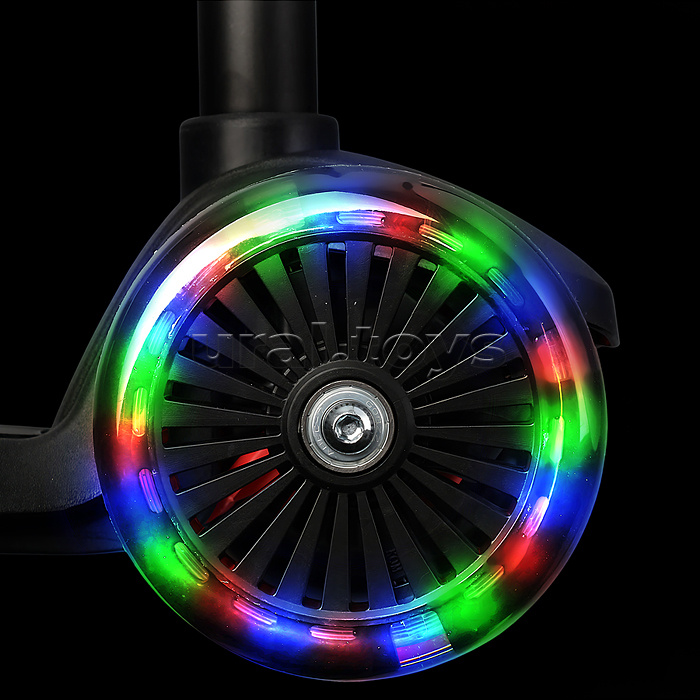 Самокат 3-х колесный ROCKET,колеса PU со светом, ABEC 7, черный