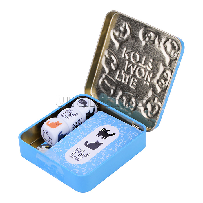 Игра настольная "Пластиковые кубики. Где мой кот?" (жестяная коробочка)