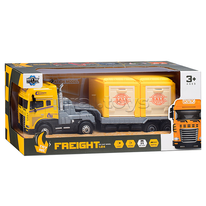 Машина "Двухзвенный прицеп четырехприводный" (свет, звук) в коробке