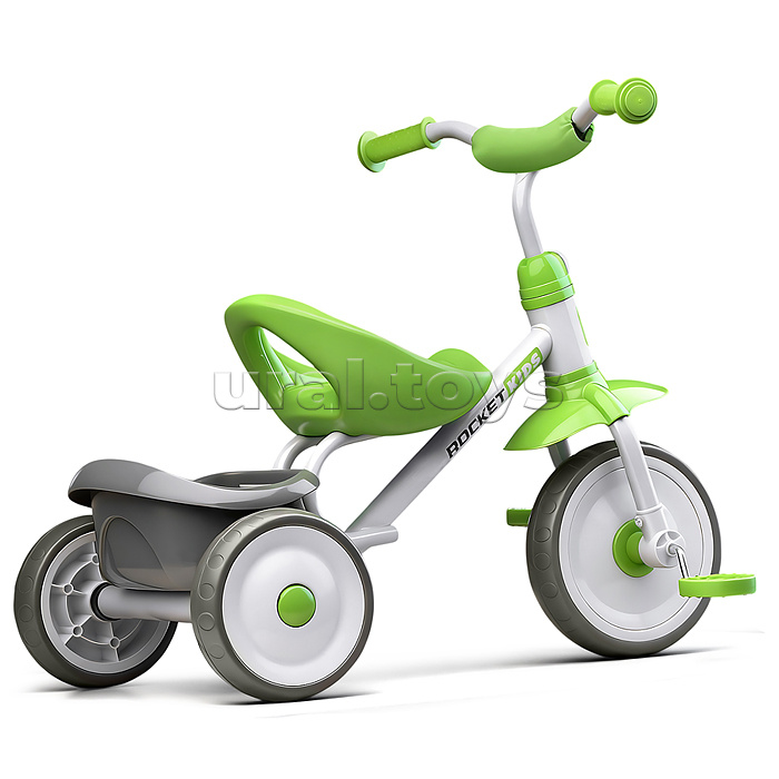 Велосипед трехколесный Rocket, колеса EVA 9"/7", цвет белый/зеленый