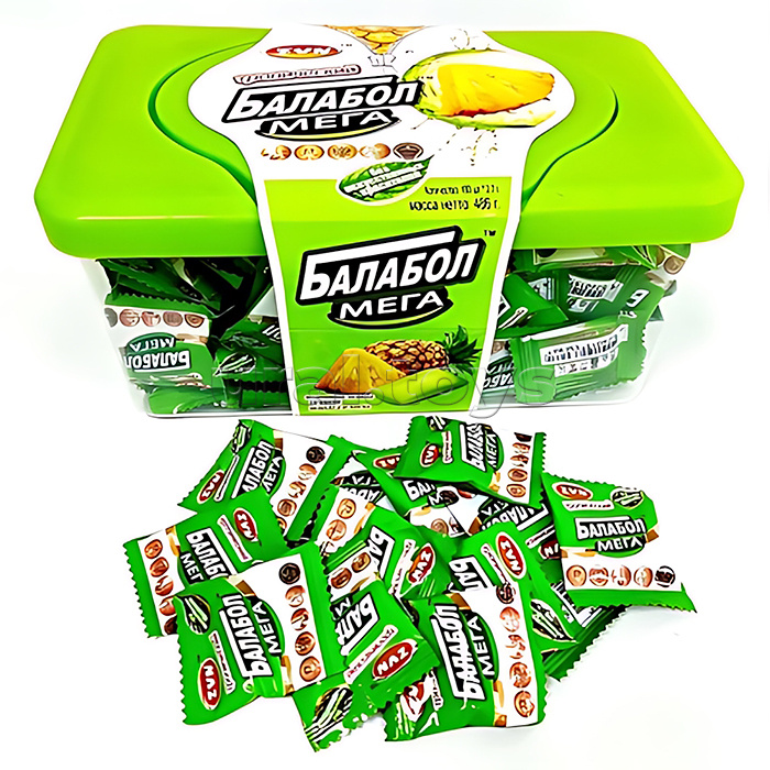 Жевательная резинка "Тропический Балабол Мега" со вкусом ананаса и мяты 2,7г*180шт
