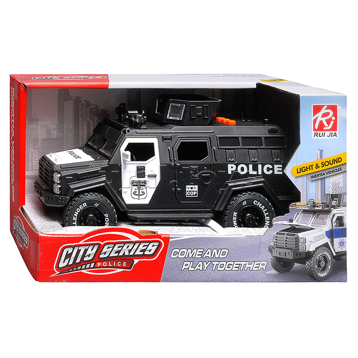 Машина "Бронеавтомобиль полиции" (свет, звук) цвет черный, в коробке