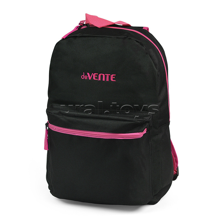 Рюкзак "Black" подростковый 40x29x17 см (14 л) 250 г, 1 отделение на молнии, 1 передний карман, черный с розовым