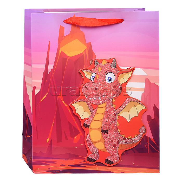 Пакет подарочный "Дракоша" 26x10x32 см, 3D