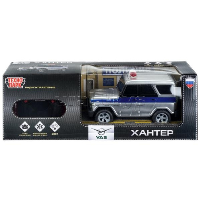 Машина р/у Uaz Hunter Полиция 18 см, свет, серебряный