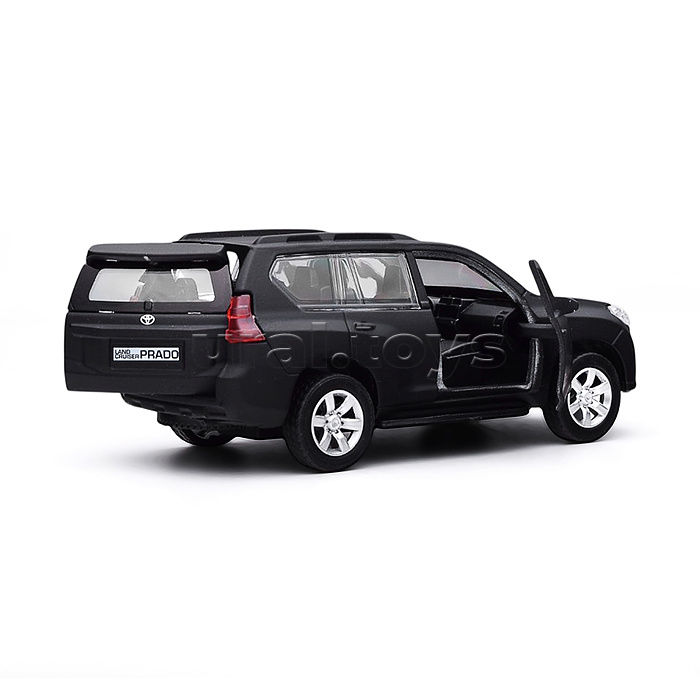 Машина металл Toyota Prado матовая 12 см, двери, багаж, инерц, черный