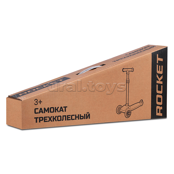 Самокат трёхколёсный ROCKET колёса световые PU, цвет красный