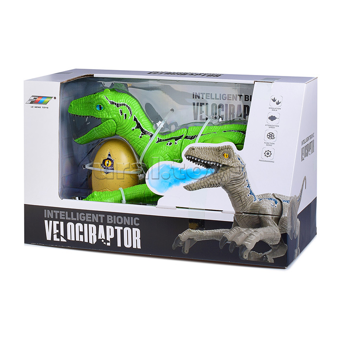 Динозавр "Велоцираптор" зеленый, р/у, 27MHz, в коробке