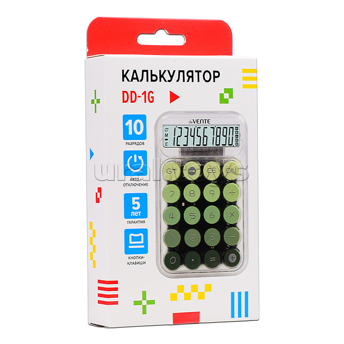 Калькулятор настольный DD-1, 125x150x18 мм, 10 разрядный, прозрачный корпус, оливковый деграде, в картонной коробке Калькулятор настольный DD-1, 125x150x18 мм, 10 разрядный, прозрачный корпус, оливковый деграде, в картонной коробке