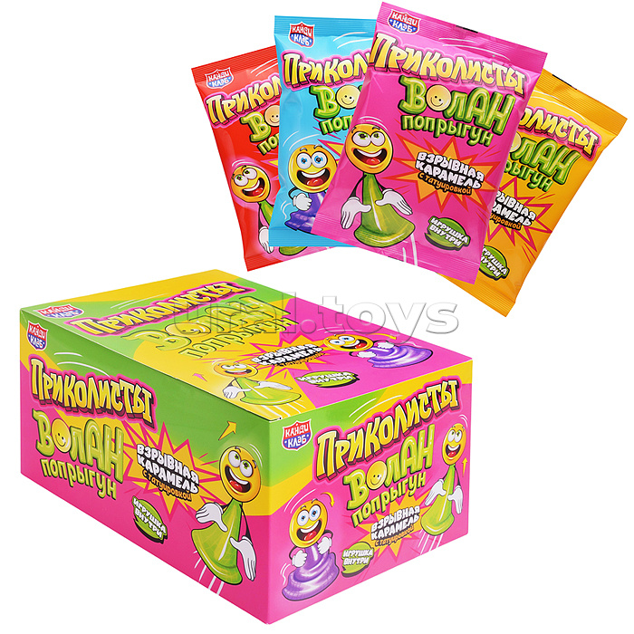Взрывная карамель с игрушкой и татуировкой "Приколисты. Волан-попрыгун" 1г*30шт